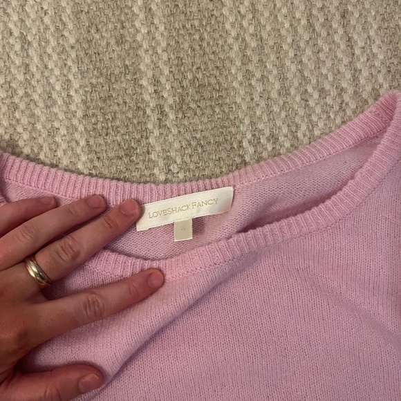 LOVESHACKFANCY Lune Cashmere Crop Pullover Pink M - Picture 2 of 2